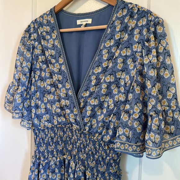 🍌 Max Studio Blue Floral Dress | Size Large - Picture 7 of 10